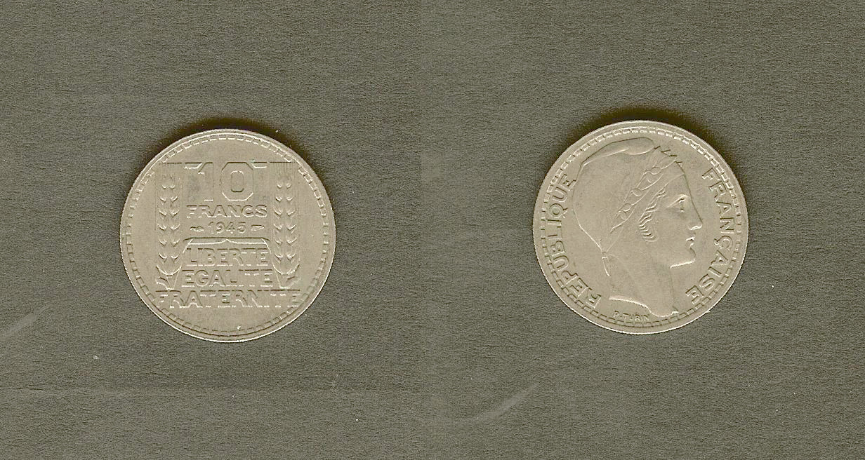 10 francs Turin, grosse tête, rameaux courts 1945  SUP